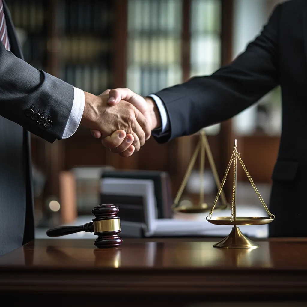 Attorney handshake representing Strong Law’s no upfront fees for accident and injury claims.