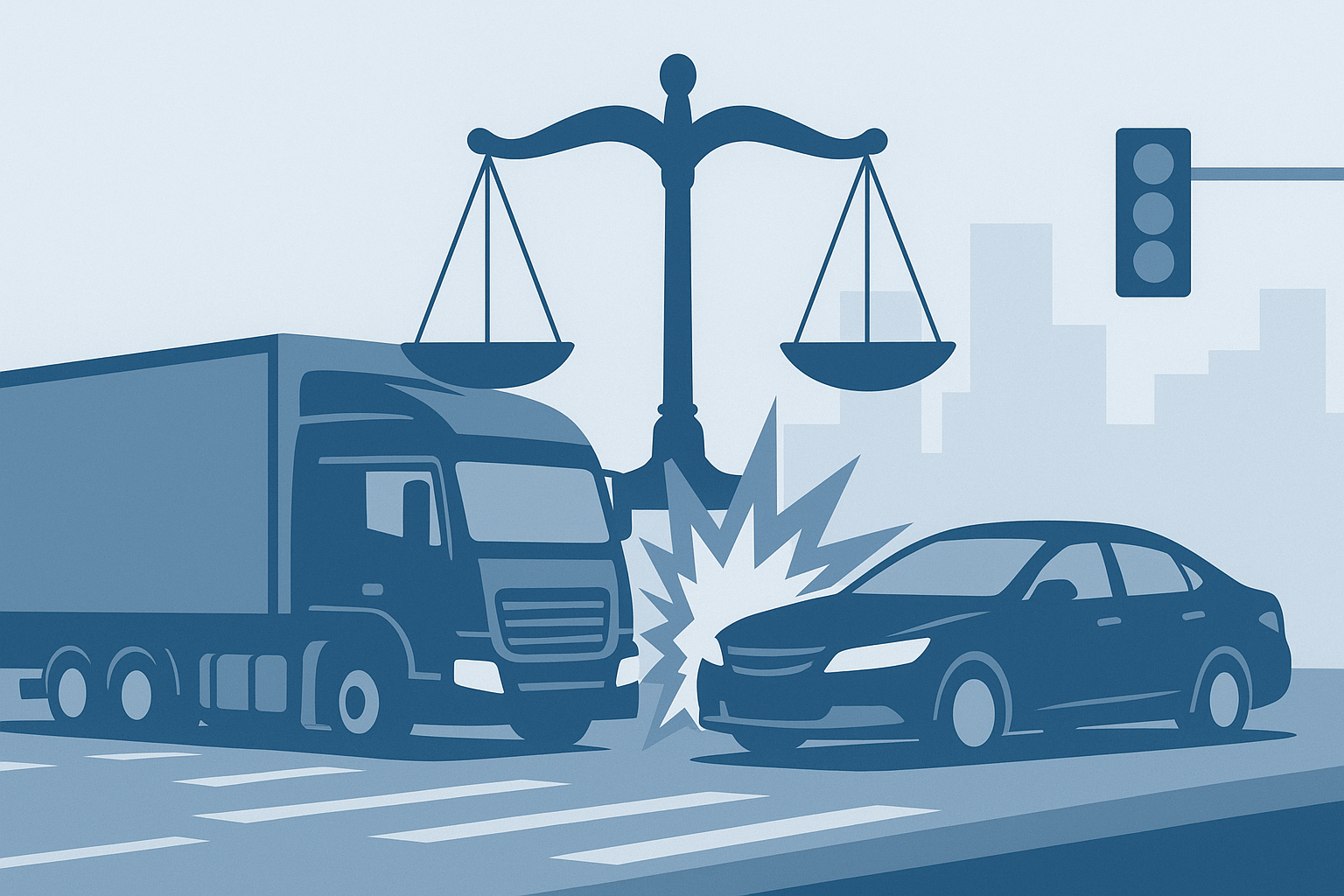 Tacoma truck accident lawyer illustration showing legal help after a commercial truck crash.